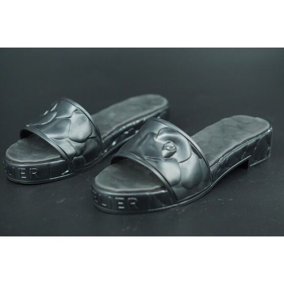 Valentino Garvani ATELIER 25 Black Rose Rubber Slide Platform Sandal SZ 39 New - Picture 5 of 11